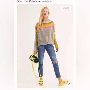 Free People Oversized Rainbow Sweater